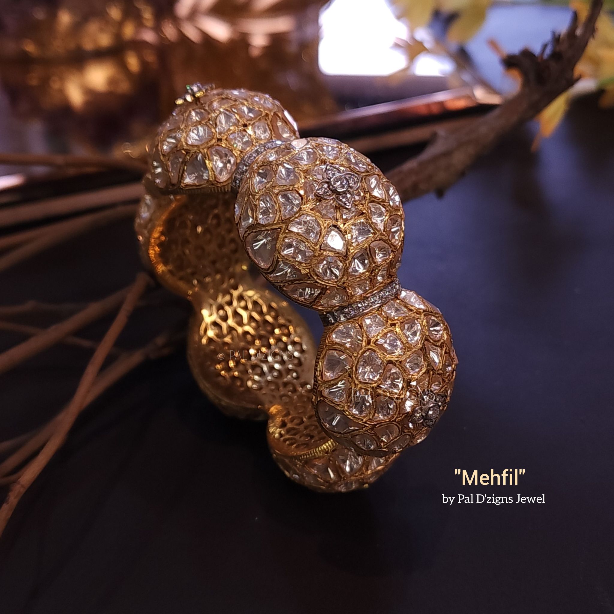 Mehfil (2-2" Size) Moissanite Polki Bangle