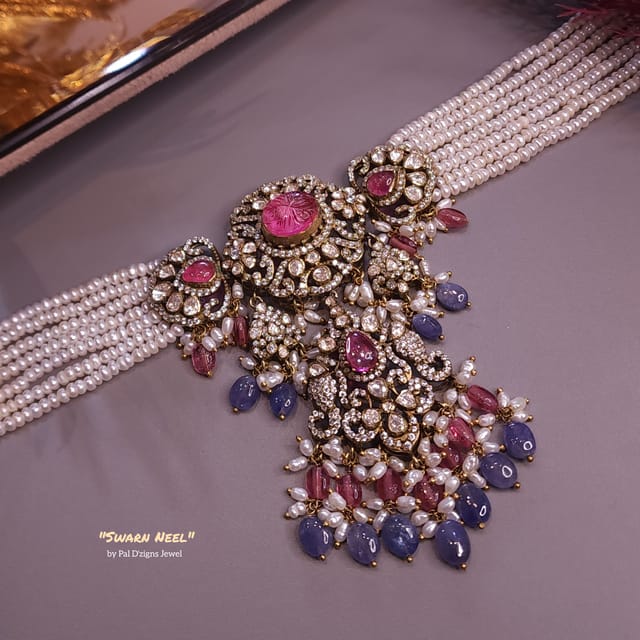 Swarn Neel Moissanite Polki Choker