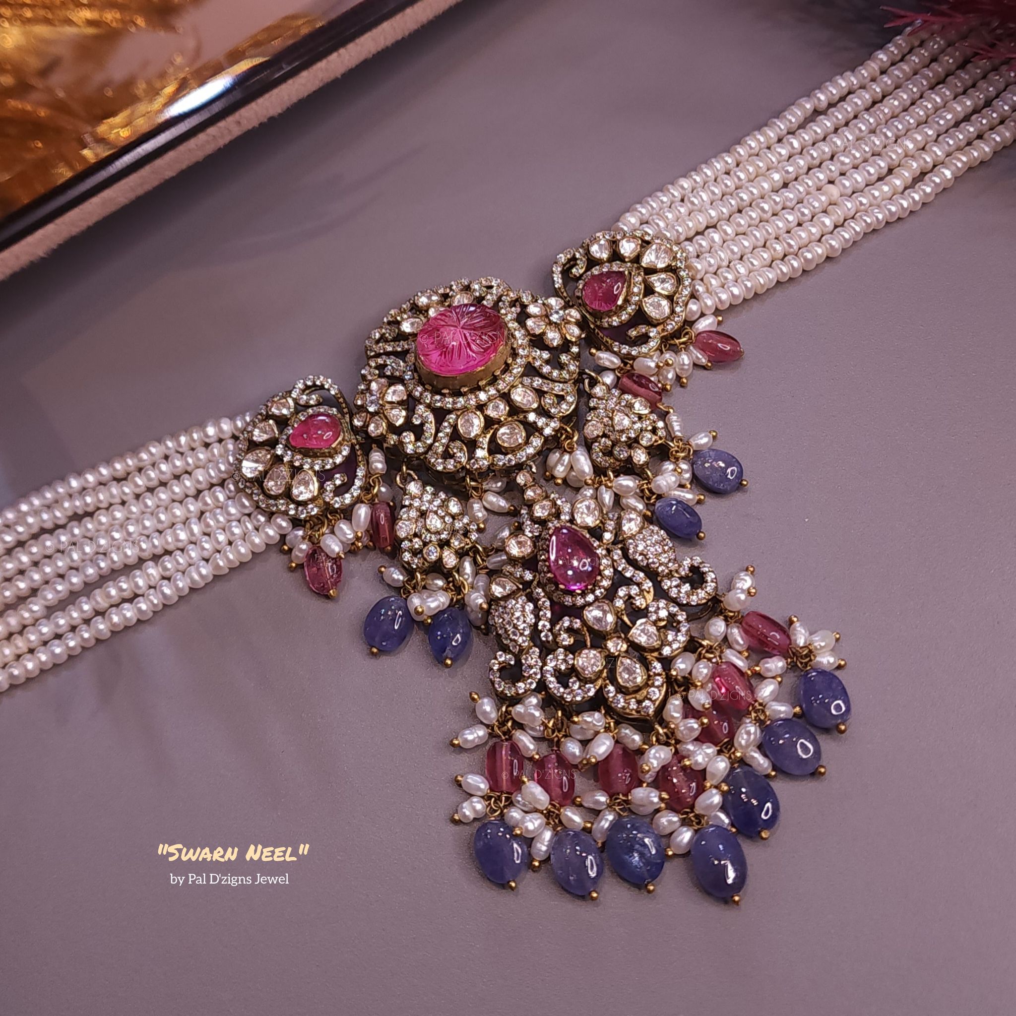 Swarn Neel Moissanite Polki Choker