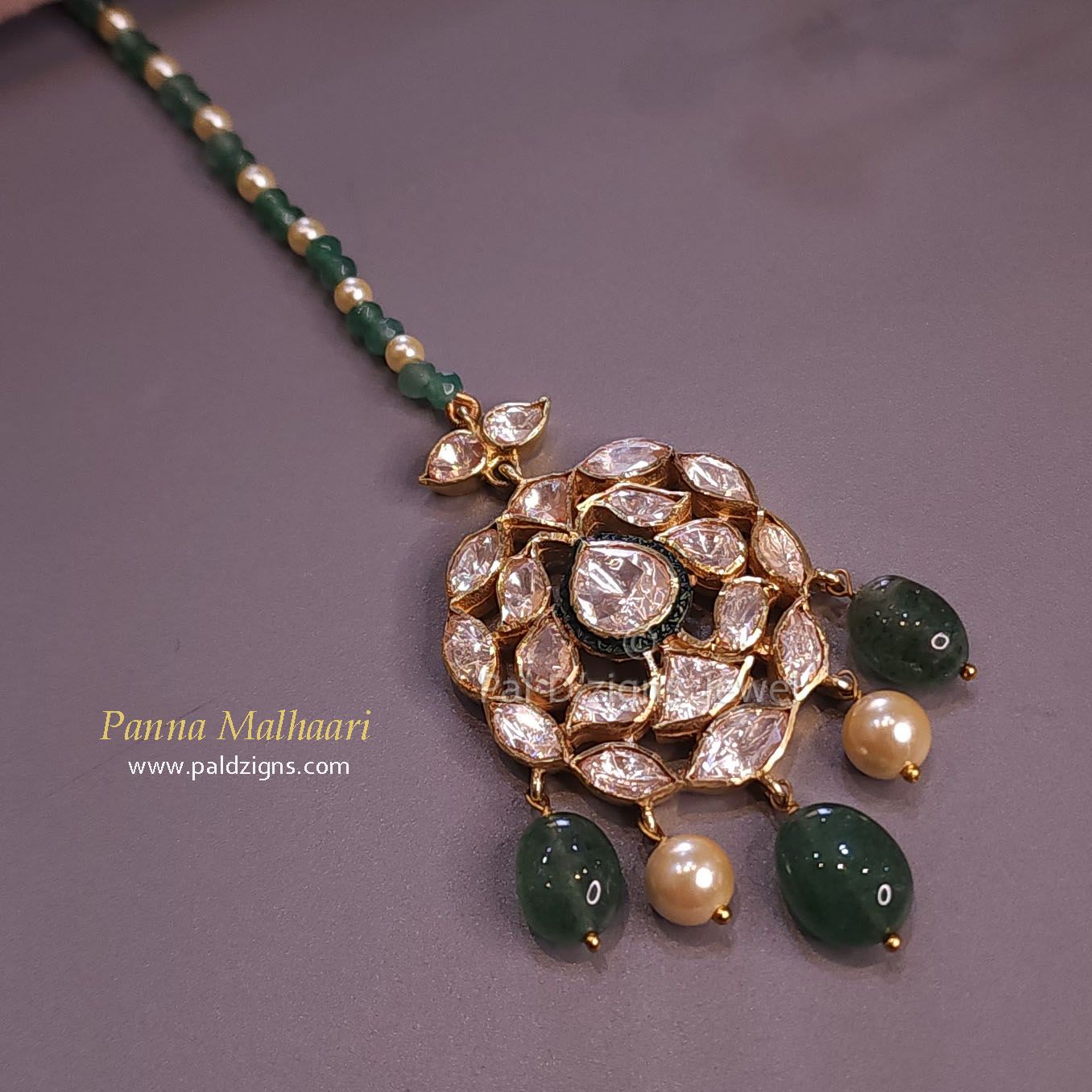 Panna Malhaari  Moissanite polki Tikka