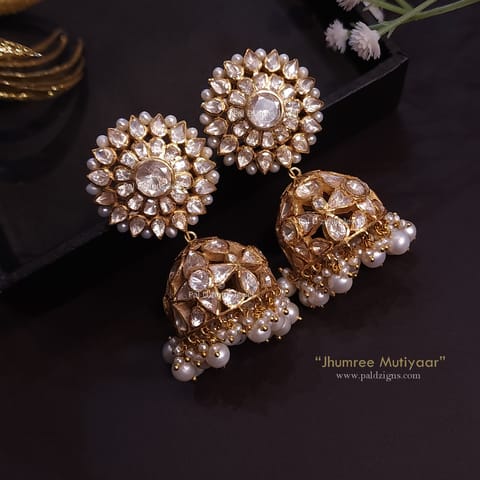 Jhumree Mutiyaar Moissanite Polki Earring Jhumree Mutiyaar Moissanite Polki Earring