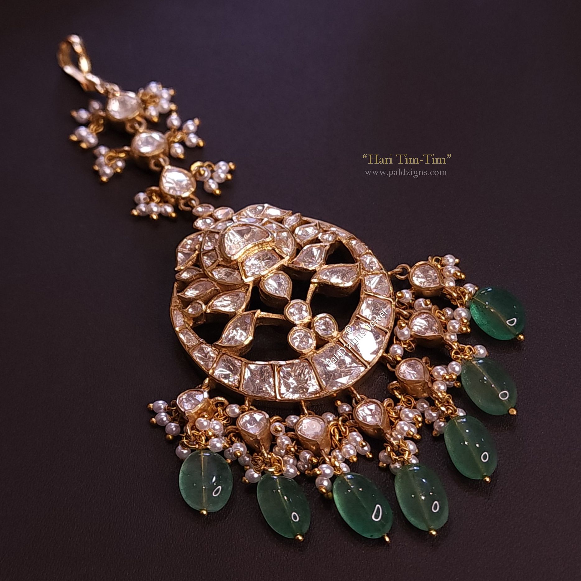 Hari Tim Tim Maangtikka In Moissanite Polki