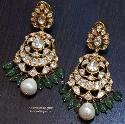 Nawaabi Begum Moissanite Polki Earings