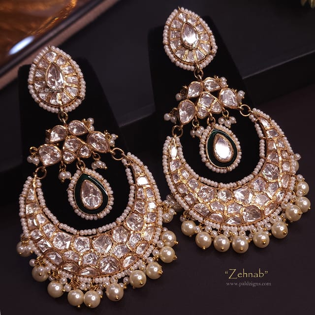 Zehnab Moissanite Polki Chaandbaali