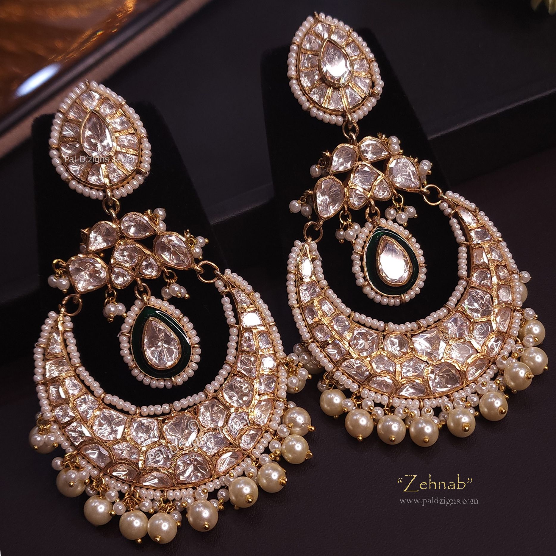 Zehnab Moissanite Polki Chaandbaali
