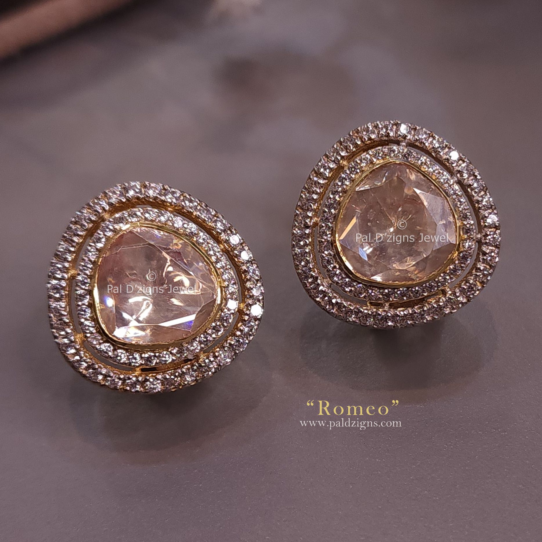 Romeo Moissanite Polki Studs