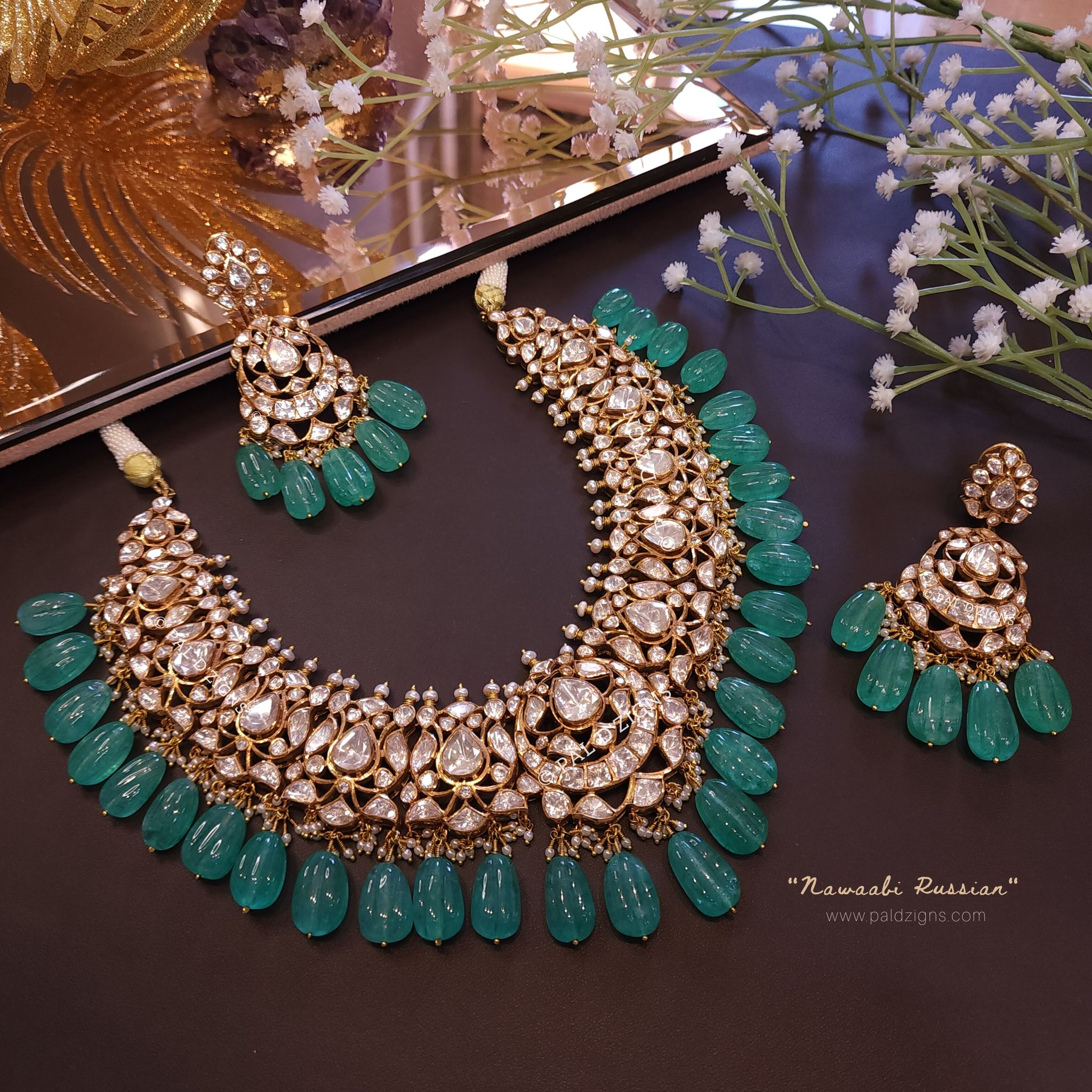 Nawaabi Russian Moissanite Polki Set
