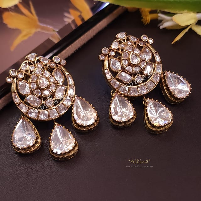 Albina- Moissanite Polki Earrings