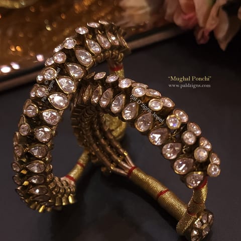 Mughal Moissanite Polkis Antique Ponchi (Pair)