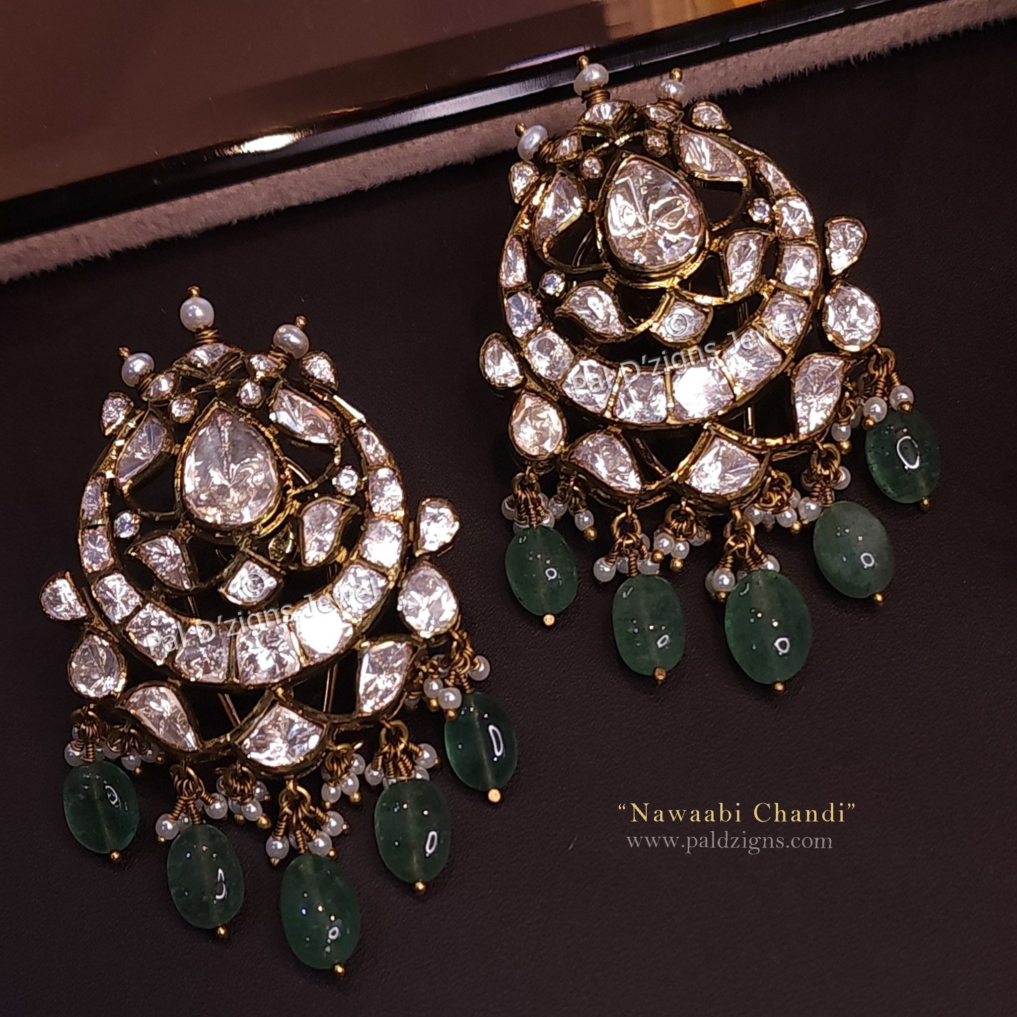 Nawaabi Chaandi Moissanite Polki Studs