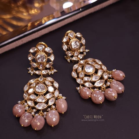 Choti Moon Small Malhaari Moissanite Polki Earrings