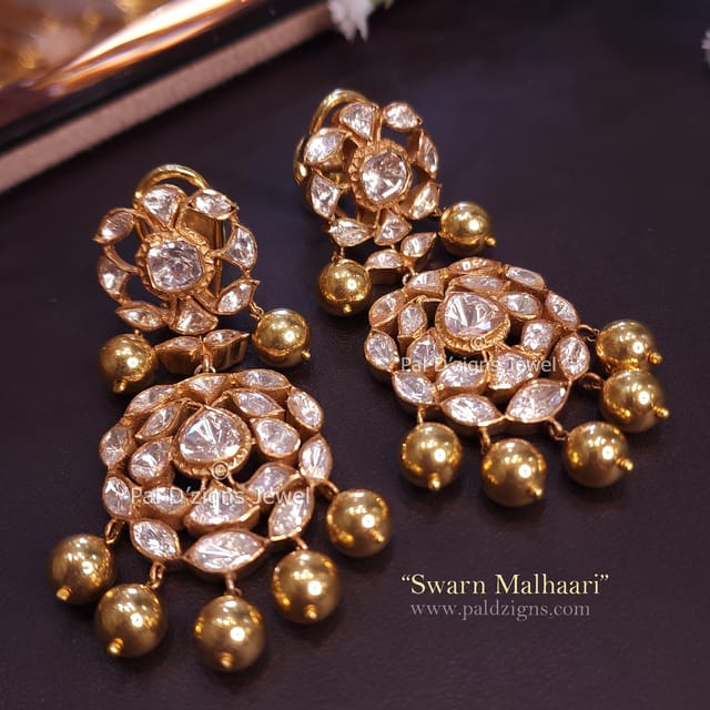 Swarn Malhaari Moissanite Polki Earrings