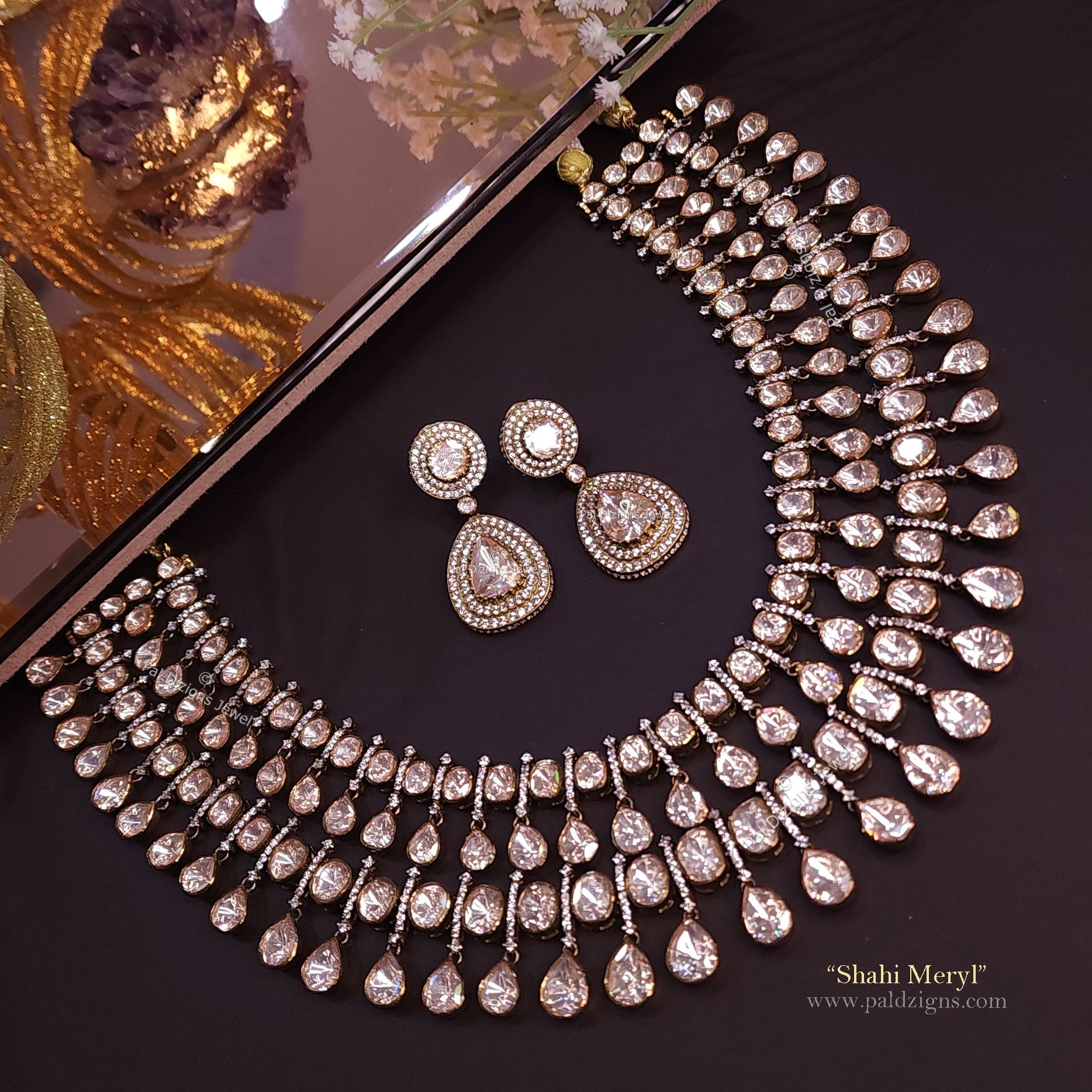 Shahi Meryl Moissanite Polki Necklace Set