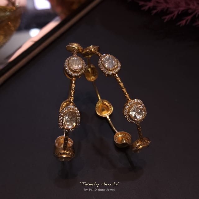 Tweety Hearts (2-10" Size) Moissanite Polki Bangles