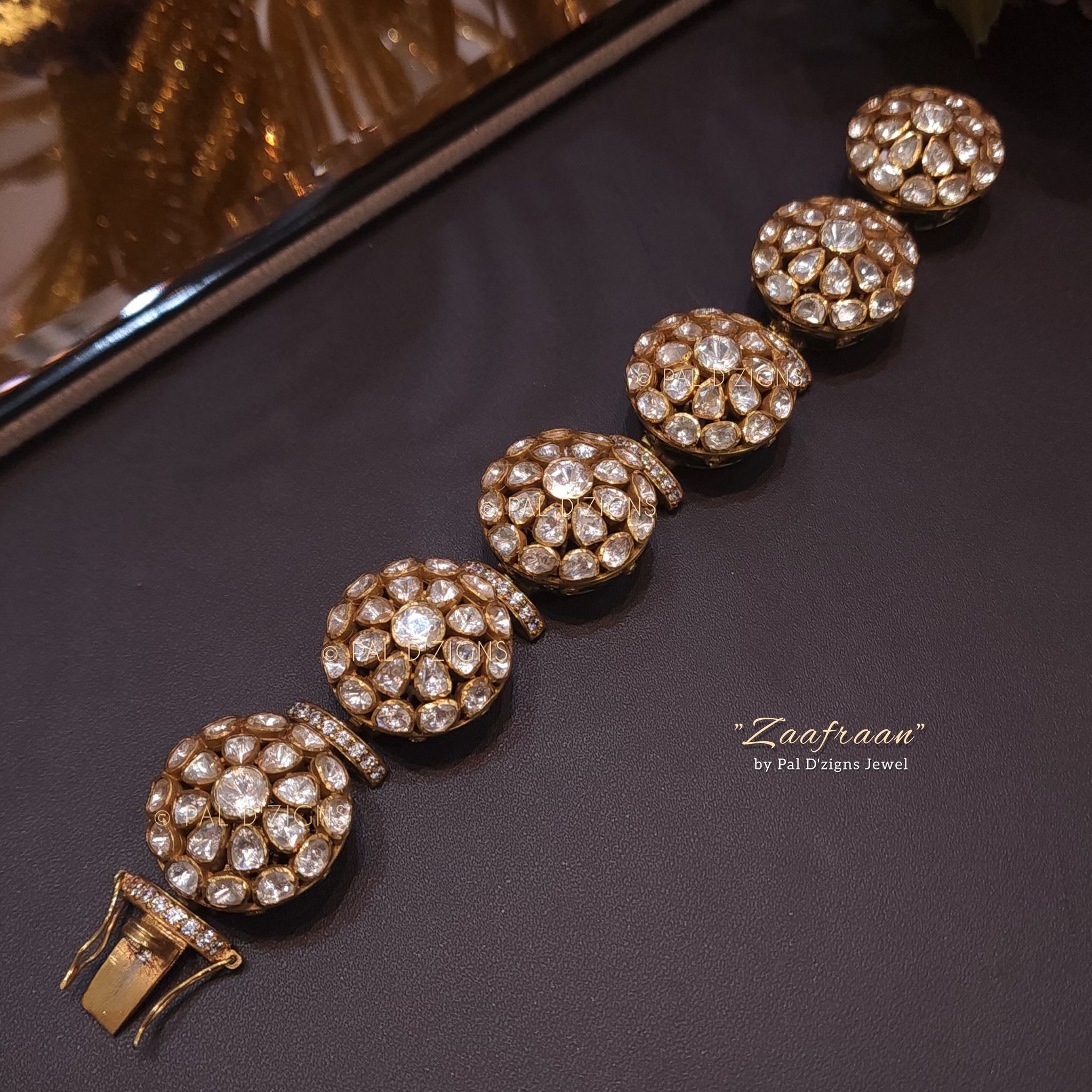 Zaafraan Gajraa(2-6" Size) - Moissanite Polki Bracelet