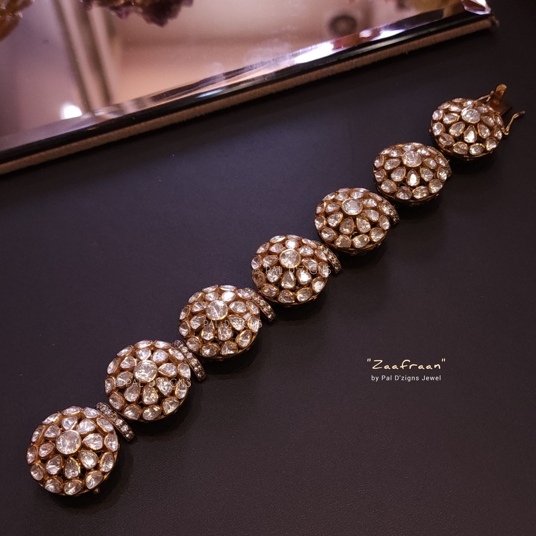 Zaafraan (2-8" Size) Moissanite Polki Bracelet (single)