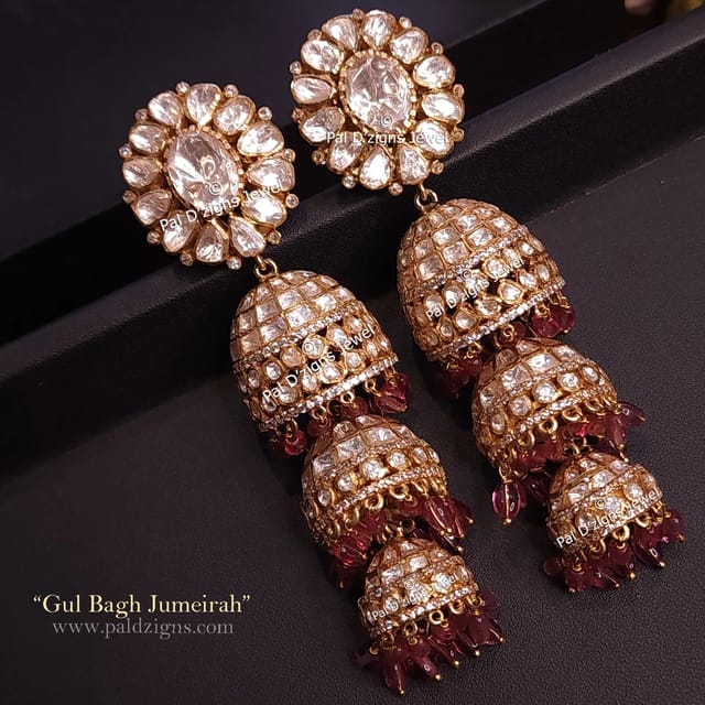 Gul Bagh Jumeirah Moissanite Polki Jhumki