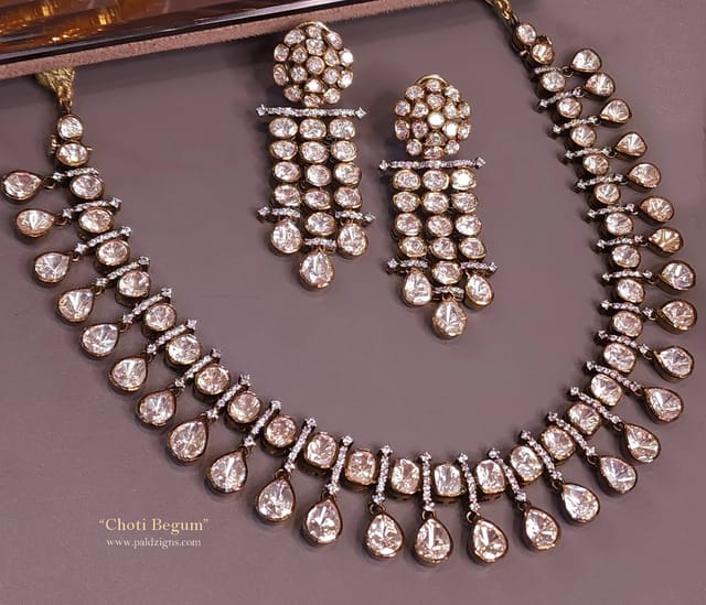 Choti Begum Haar-Moissanite Polki Necklace Set