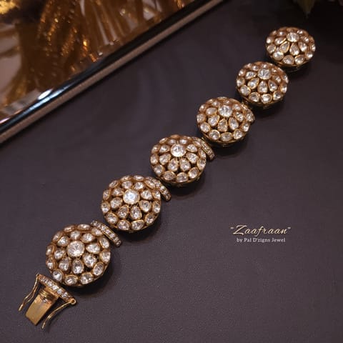 Zaafraan Gajraa(2-2" Size) - Moissanite Polki Bracelet