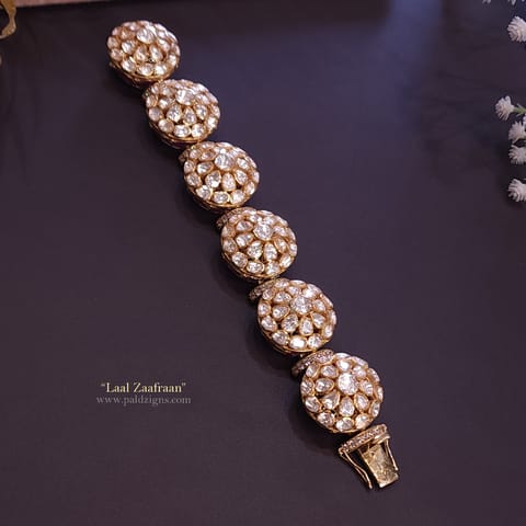Laal Zaafraan{2-2" Size} Moissanite Polki Bracelet Laal Zaafraan{2-2" Size} Moissanite Polki Bracelet