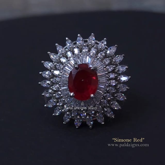 Simone Red Swarovski Ring