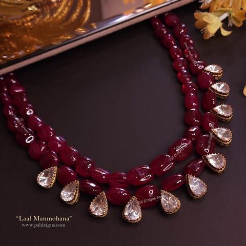 Laal Manmohana Moissanite Polki Necklace