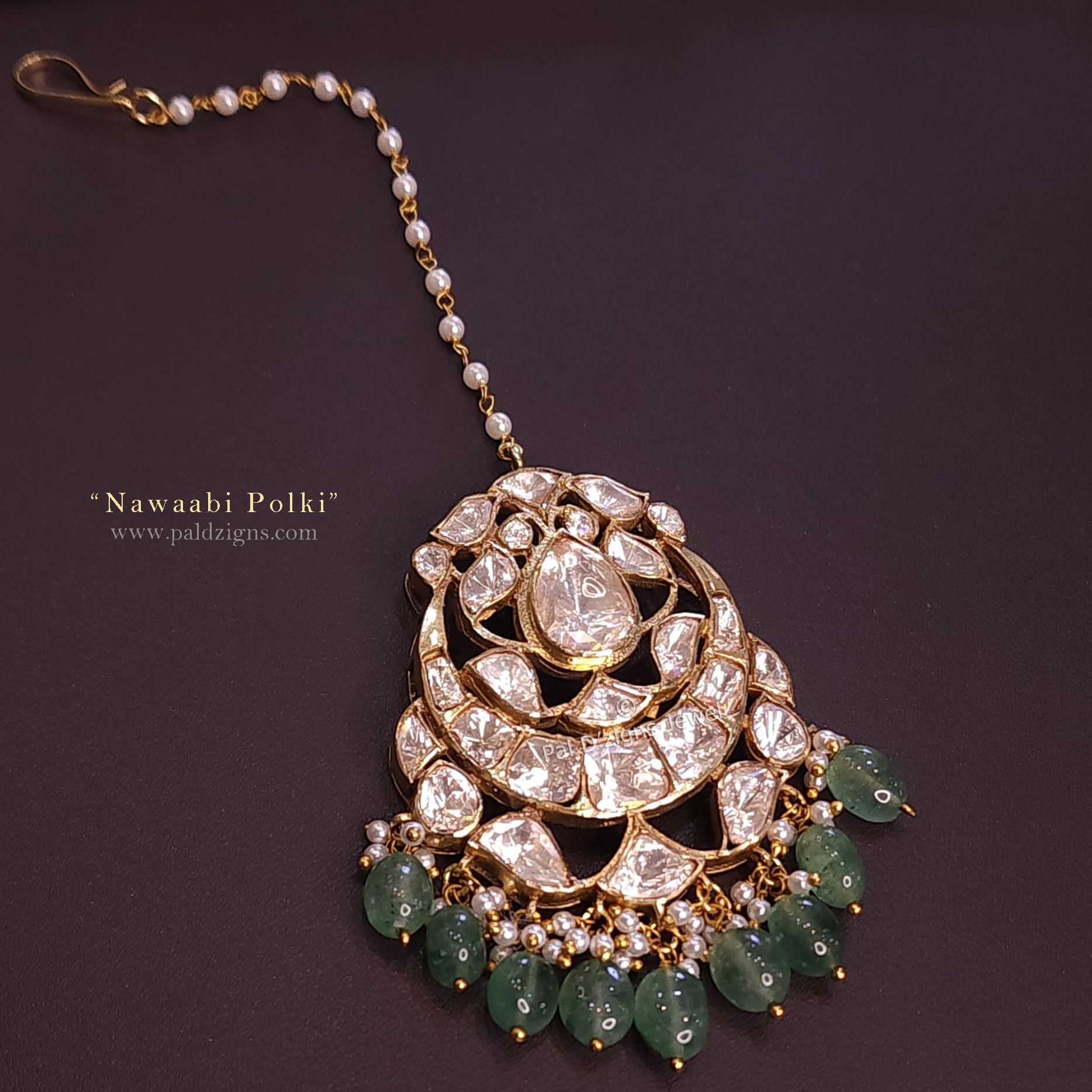Nawaabi Polki Maangtikka in Moissanite (Big)