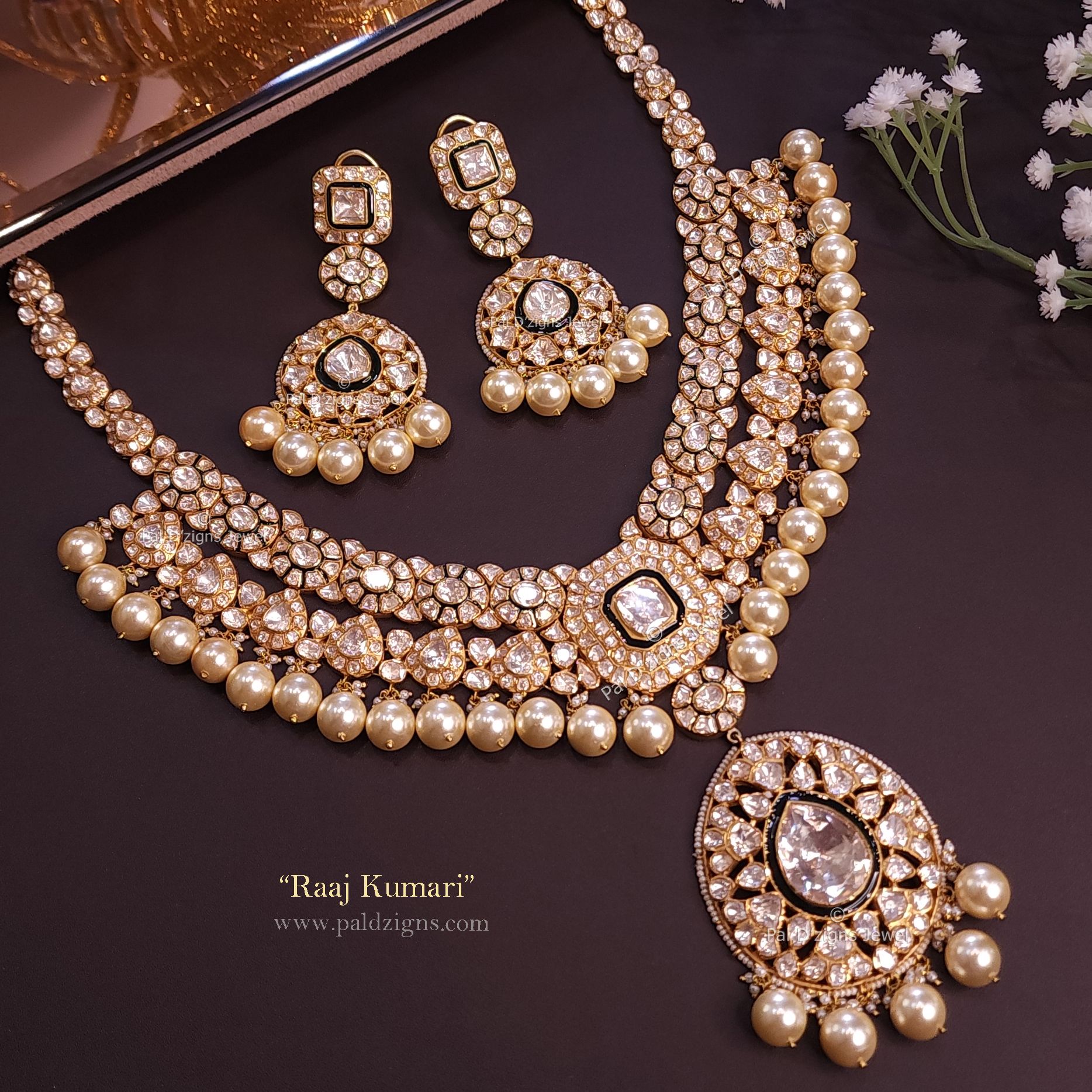 Raaj Kumari  Moissanite Polki Necklace Set