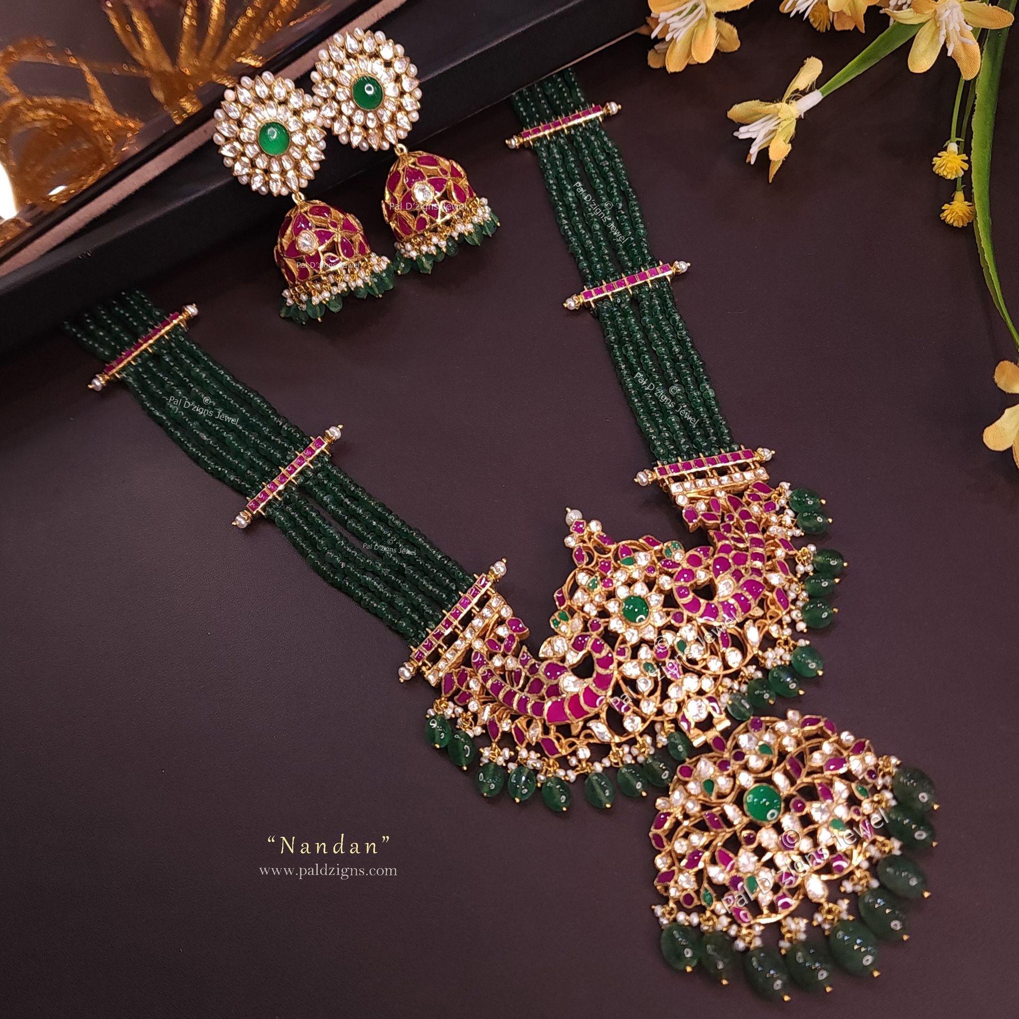 Nandan Moissanite Polki Pendant Set