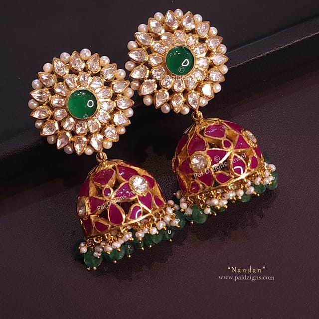 Nandan Moissanite Polki Jhumki