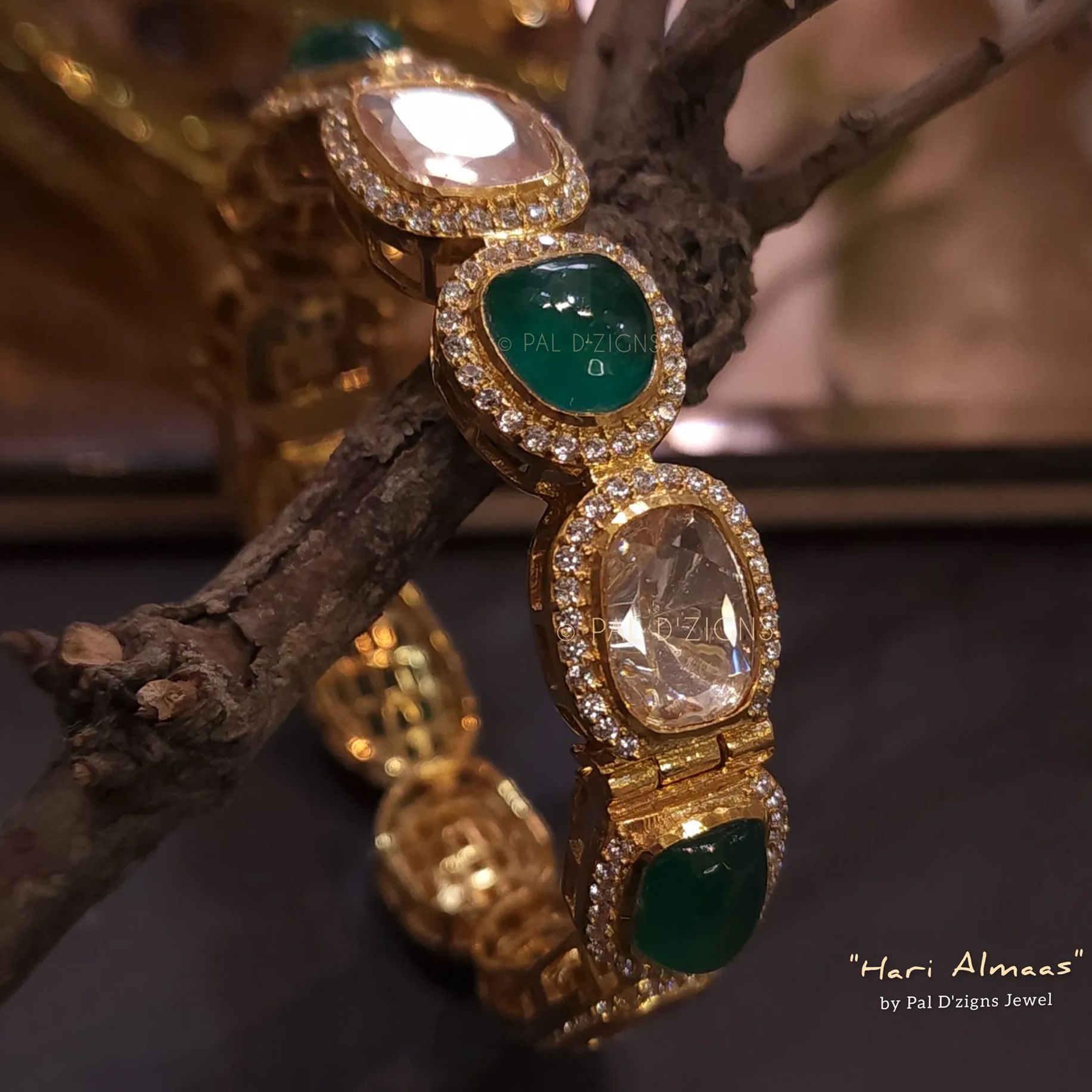 Hari Almaas (2-4" Size) Single Moissanite Polki Bangle