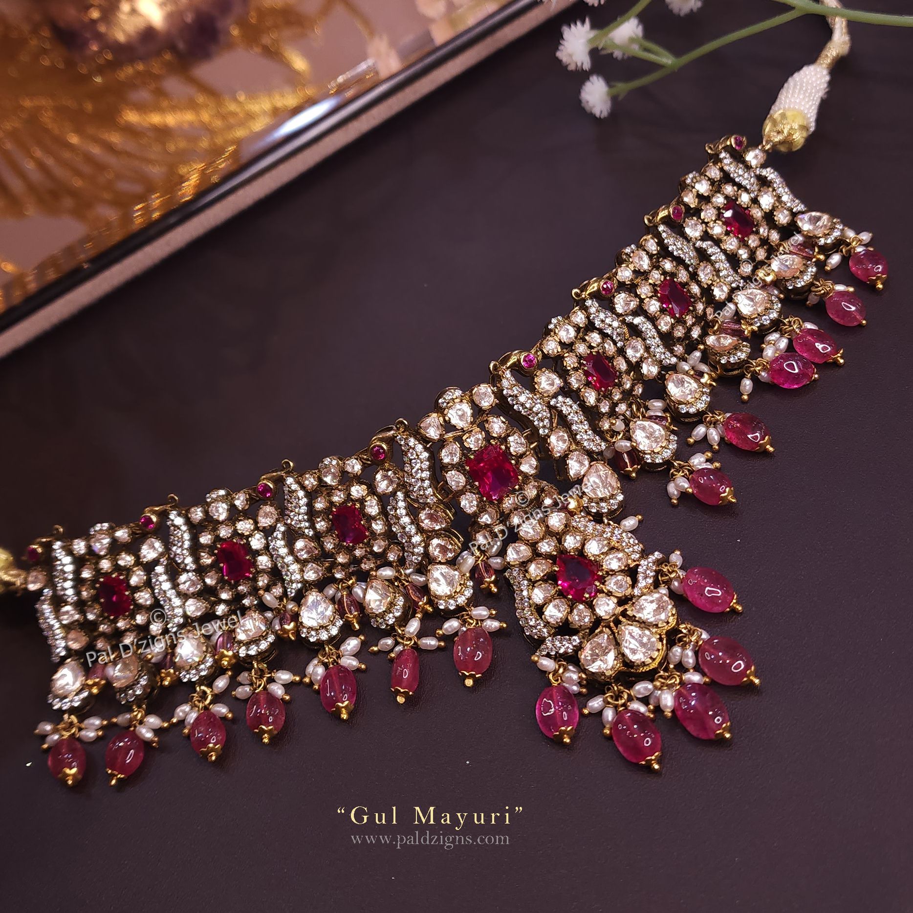 Gul Mayuri Moissanite Polki Choker