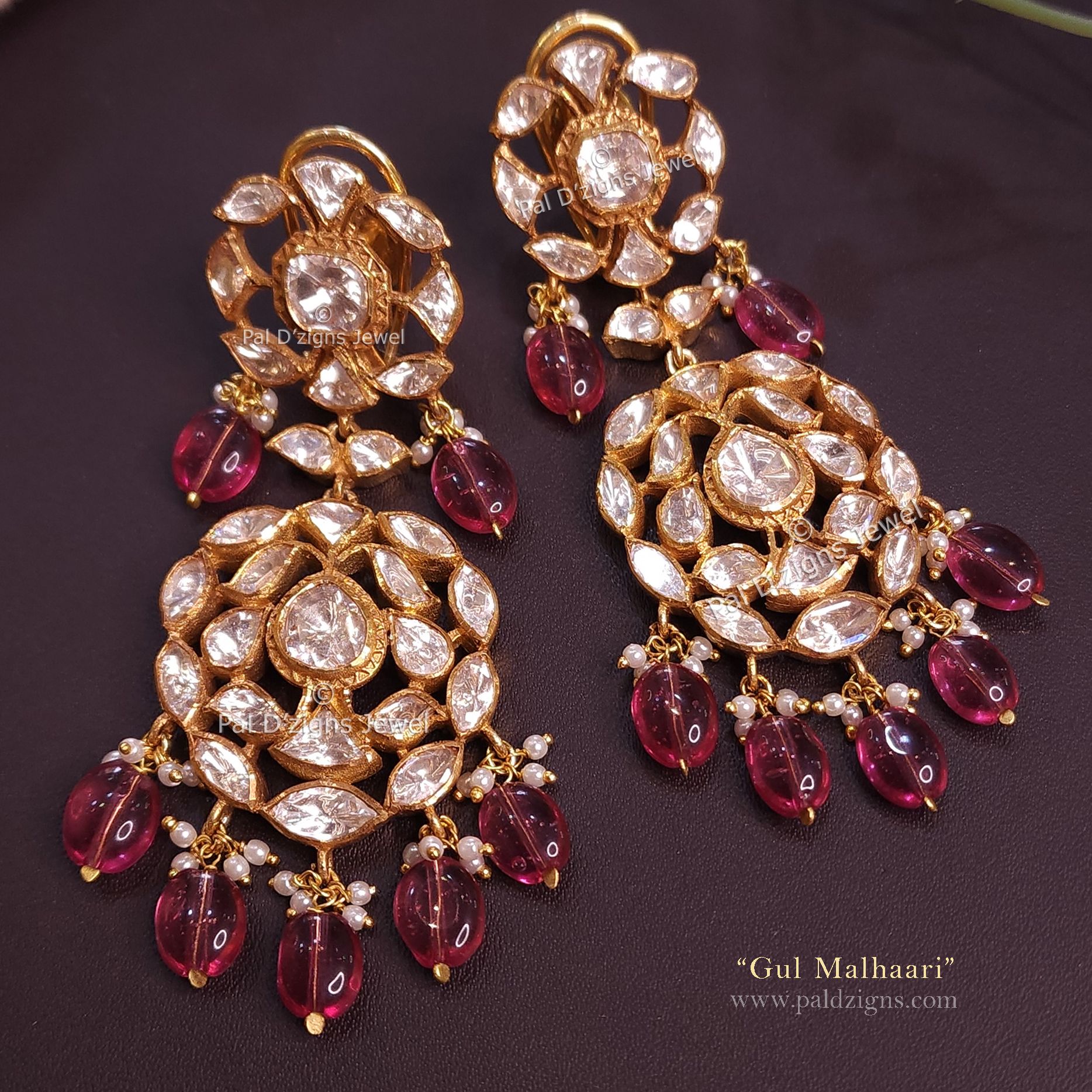 Gul Malhaari Moissanite Polki Earring