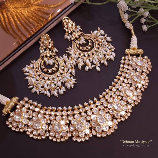 Gehnaa Mutiyaar In Moissanite Polki Set