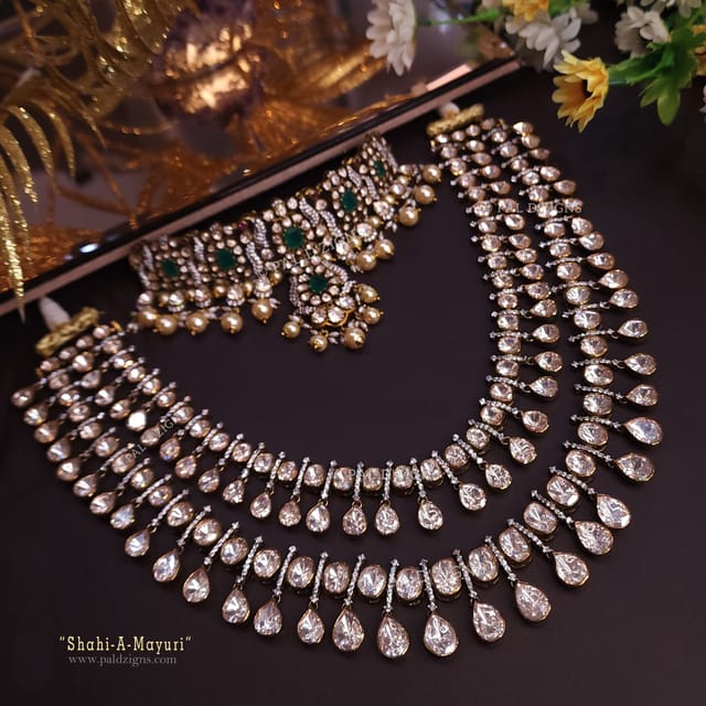 Shahi-A-Mayuri Moissanite Polki Set