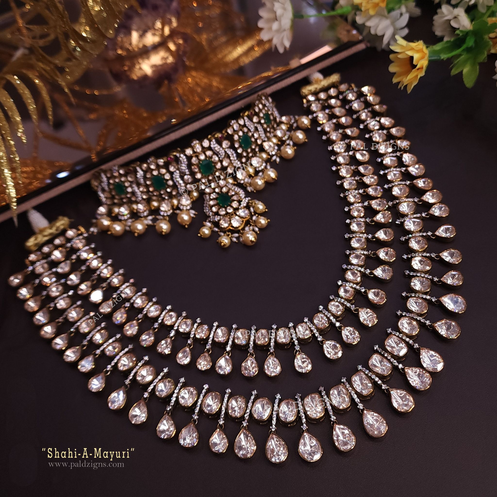 Shahi-A-Mayuri Moissanite Polki Set