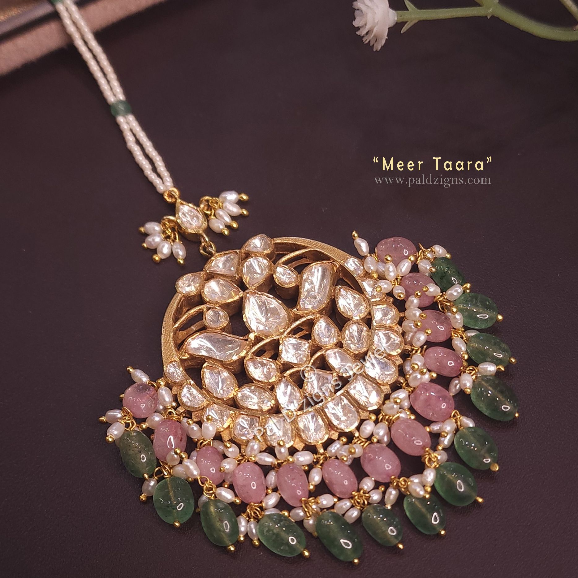 Meer Taara Moissanite Polki Maangtikka