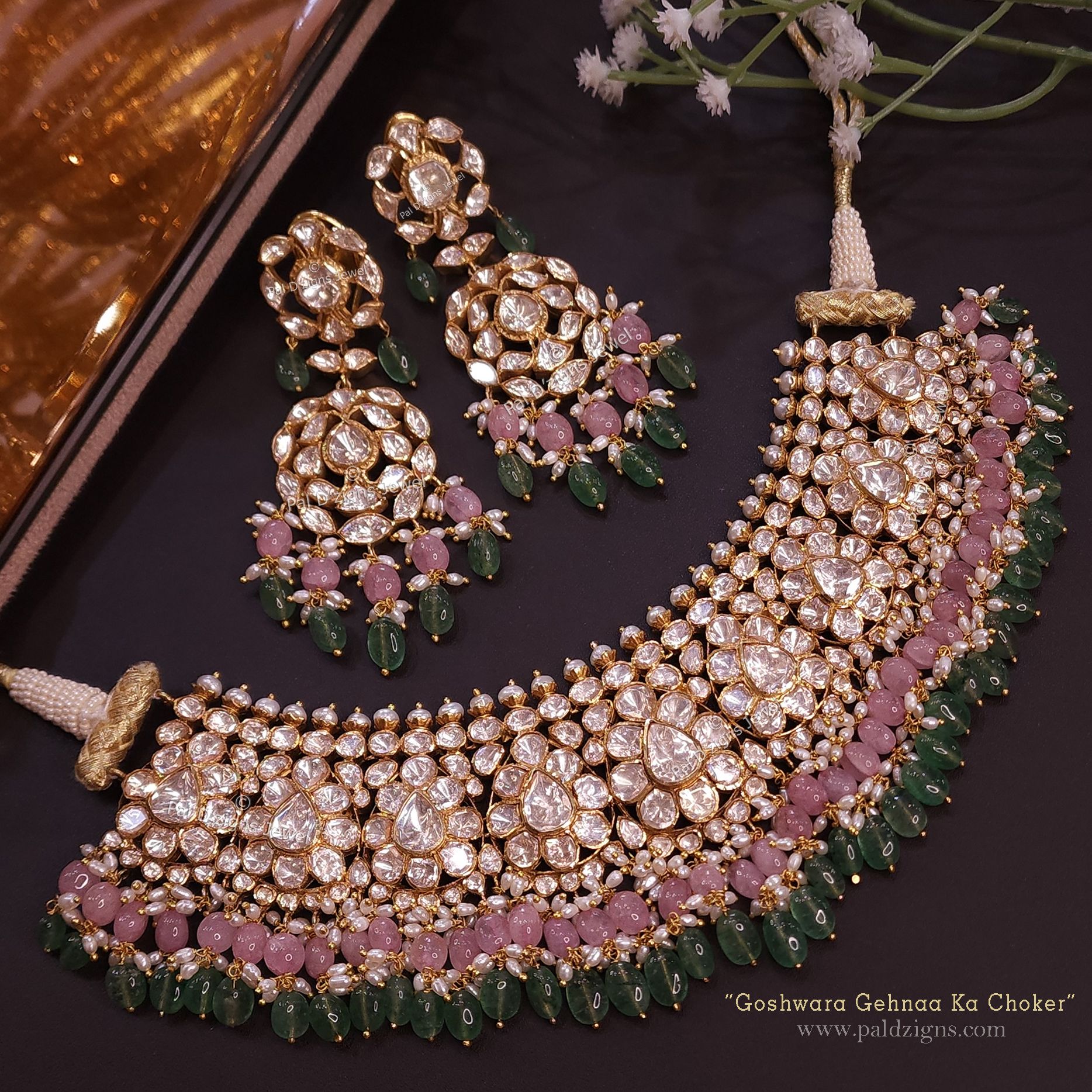 Goshwara Gehnaa Ka Choker Set Moissanite Polki