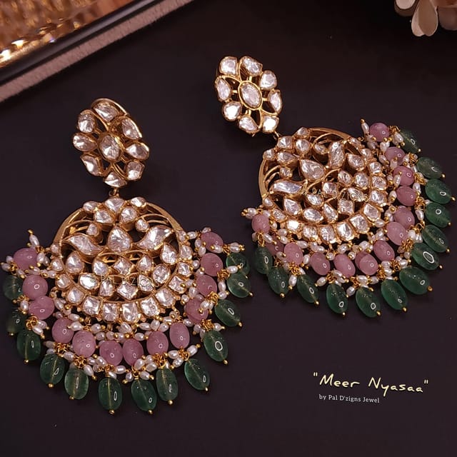 Meer Nyasaa Moissanite Polki Earrings