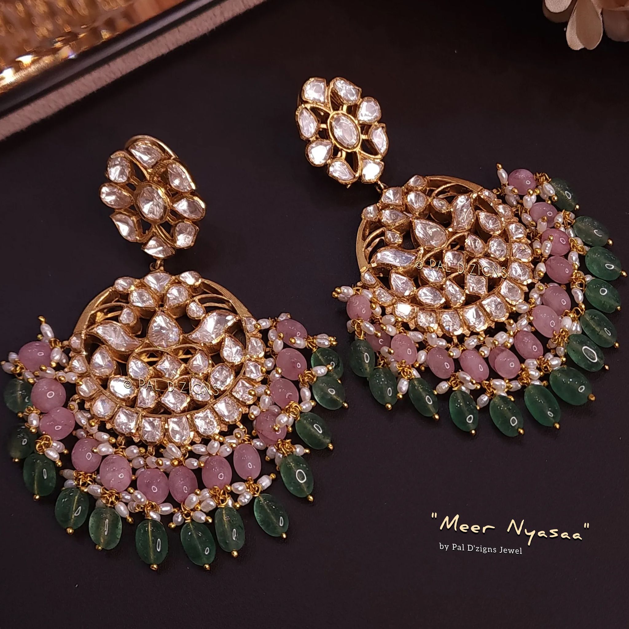 Meer Nyasaa Moissanite Polki Earrings