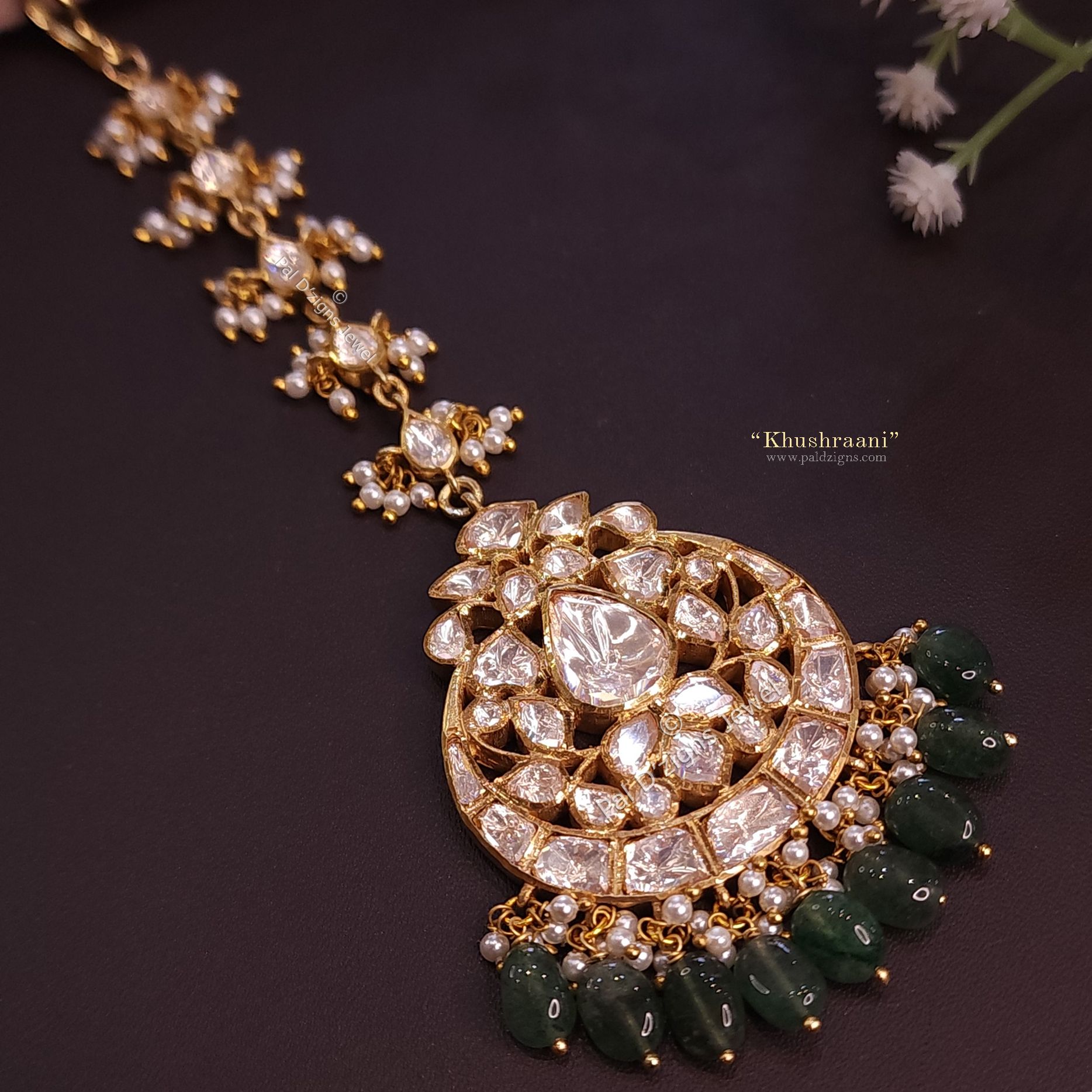 Khushraani Moissanite Polki Tika