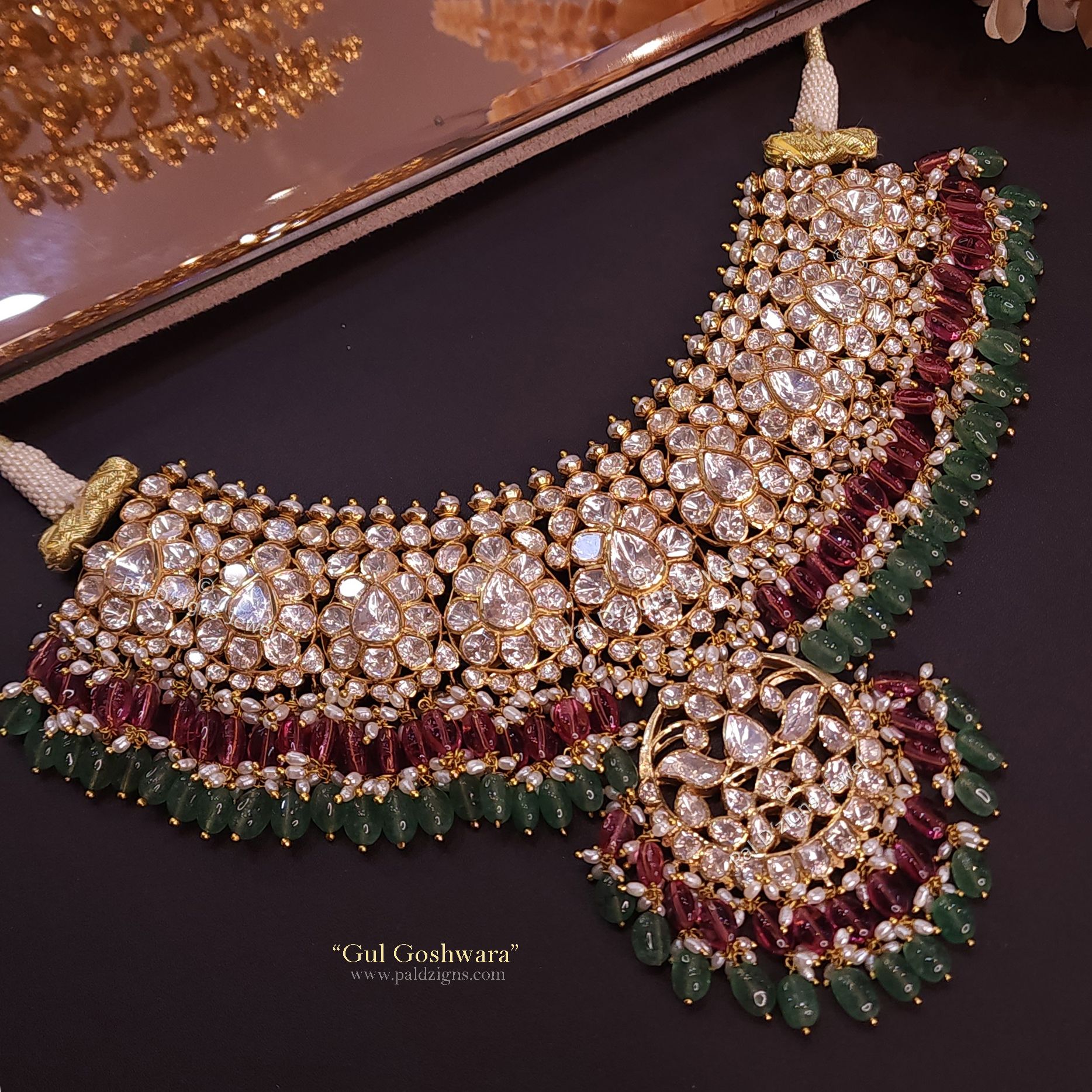 Gul Goshwara Gehnaa Moissanite Polki Choker
