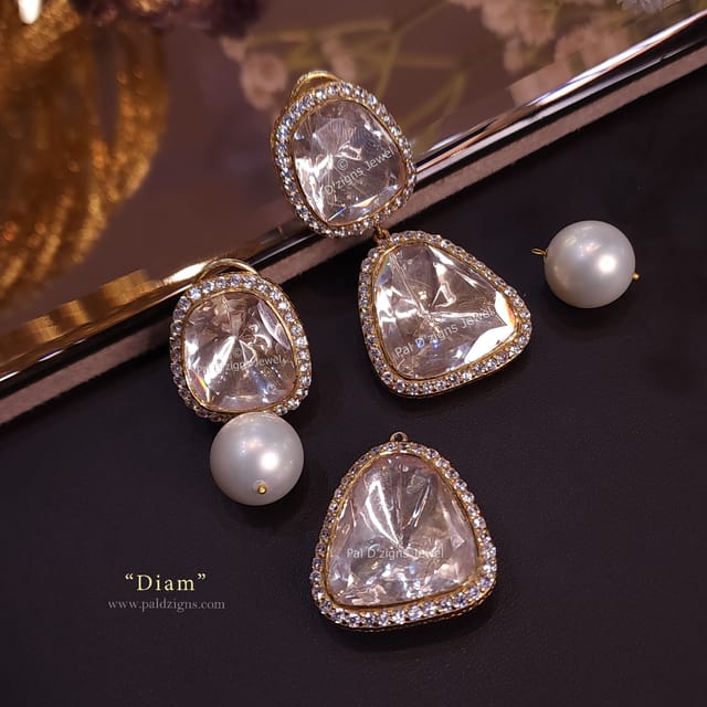 Diam Moissanite Polki Earings