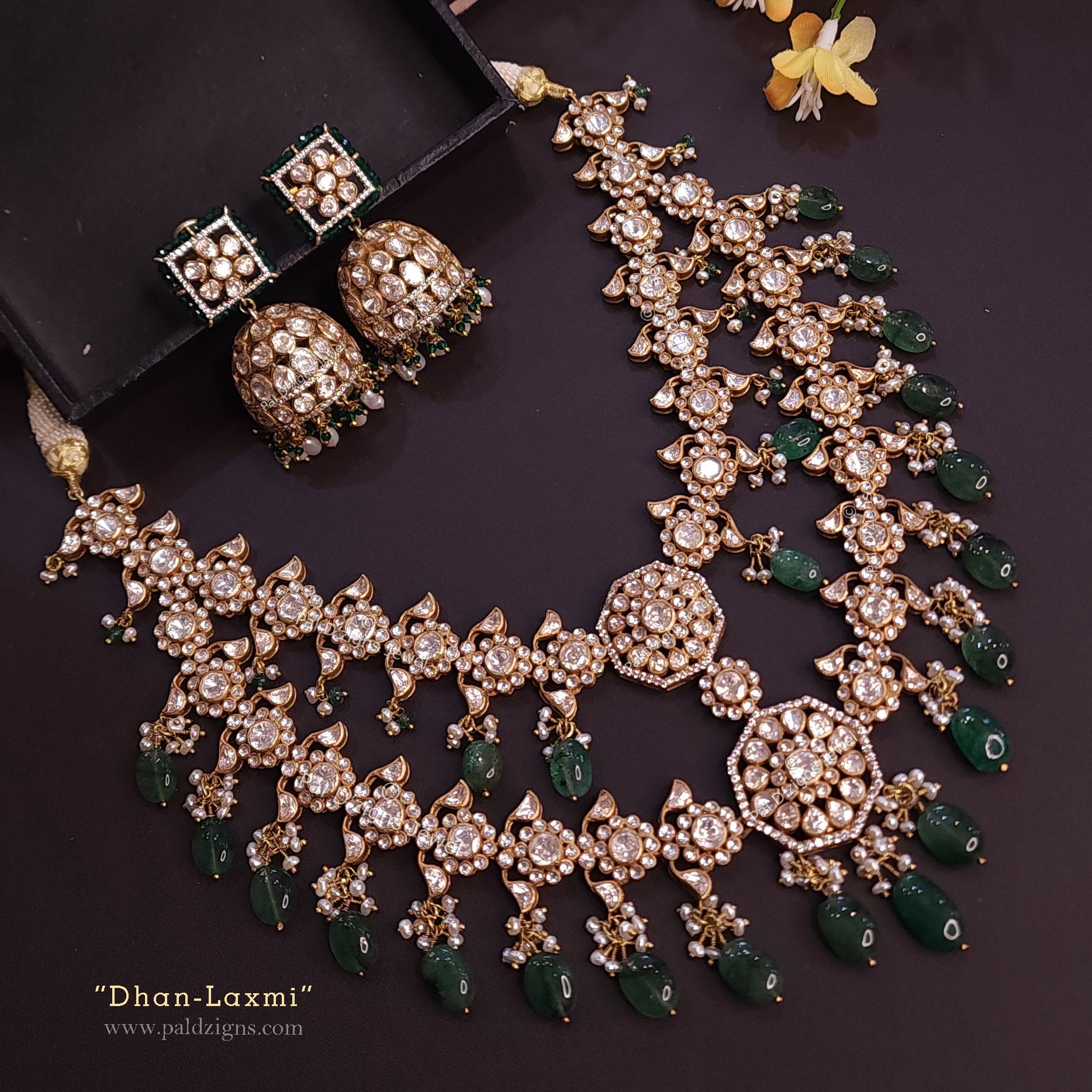 Dhan-Laxmi Moissanite Polki Necklace Set