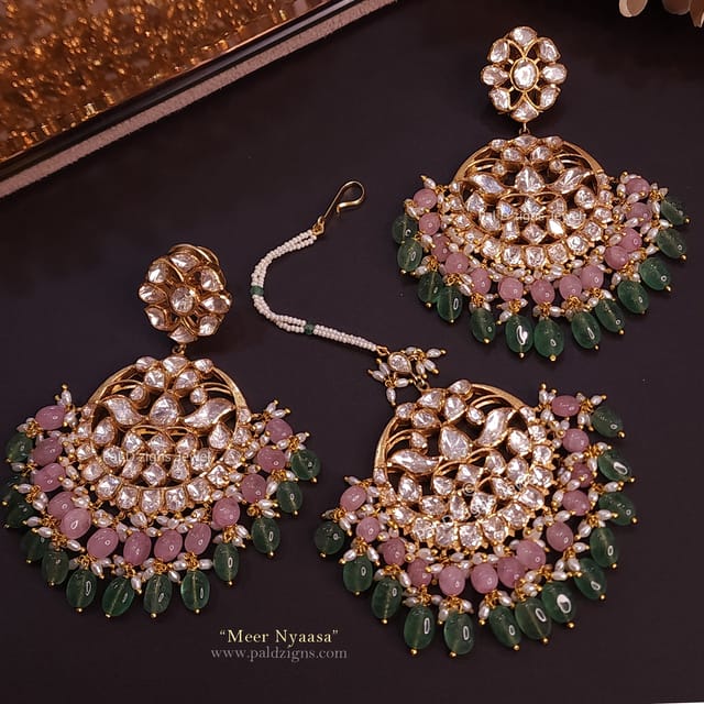 Meer Nyasaa Moissanite Polki Kaan Tikka Set