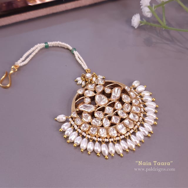 Nain Taara Moissanite Polki Maangtikka