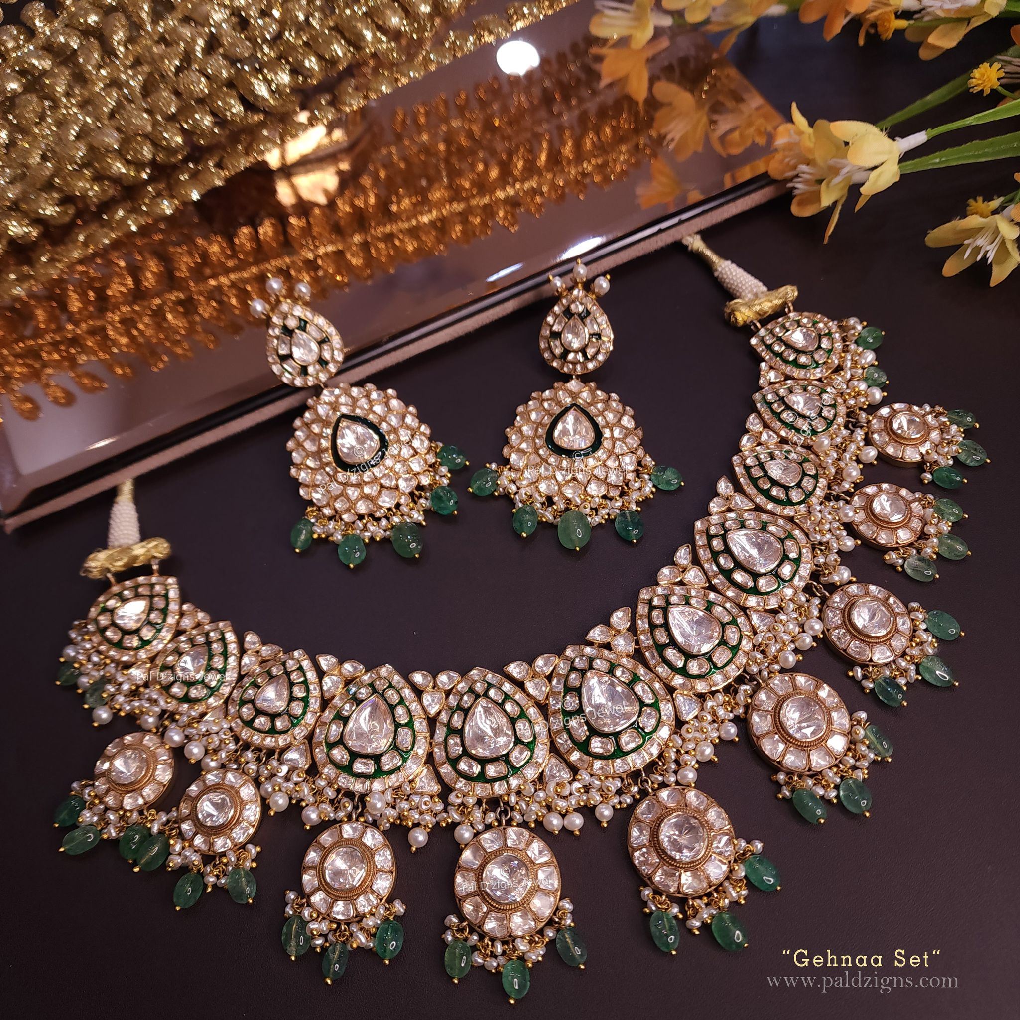 Gehnaa Moissanite Polki Necklace Set