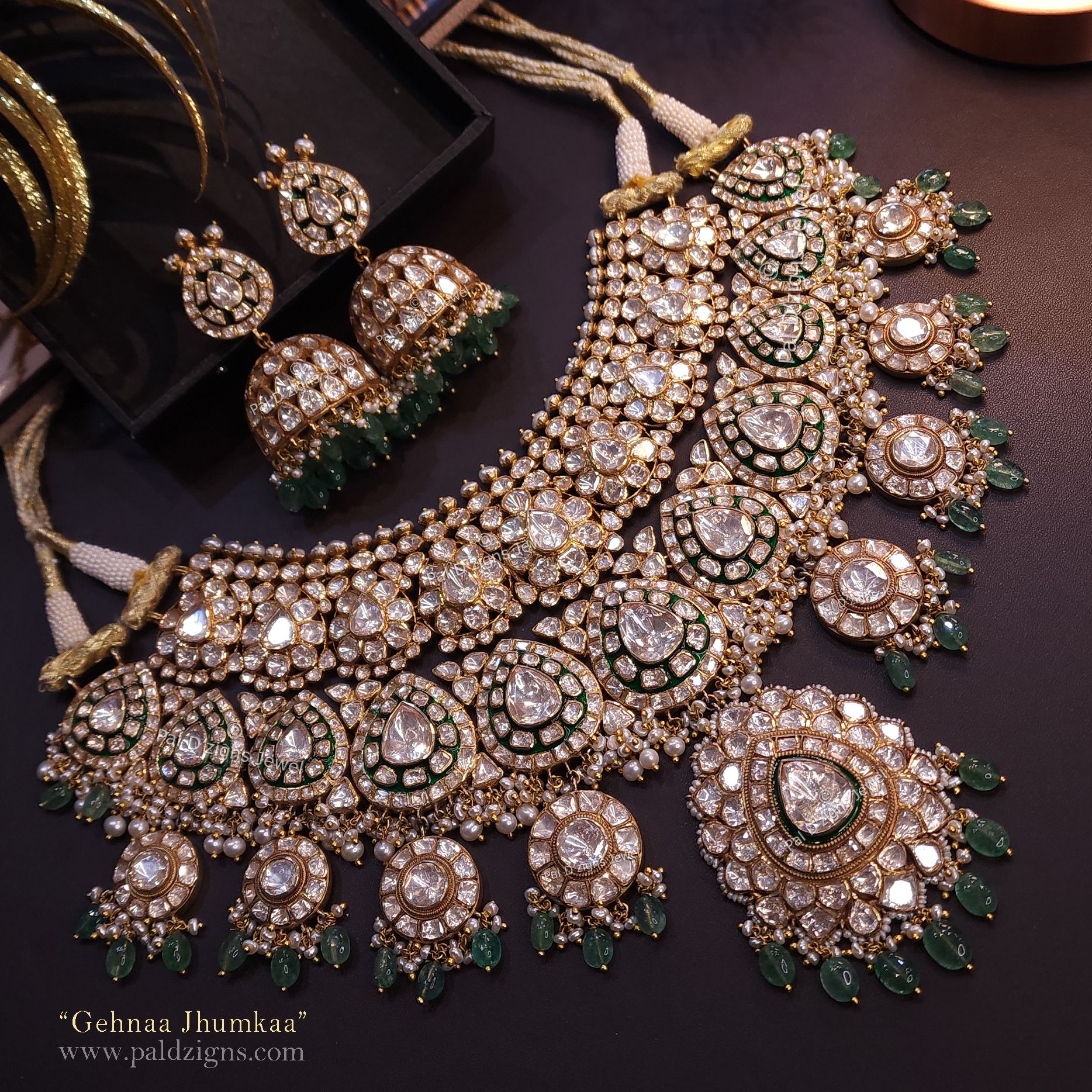 Gehnaa jhumkaa Set Moissanite Polki