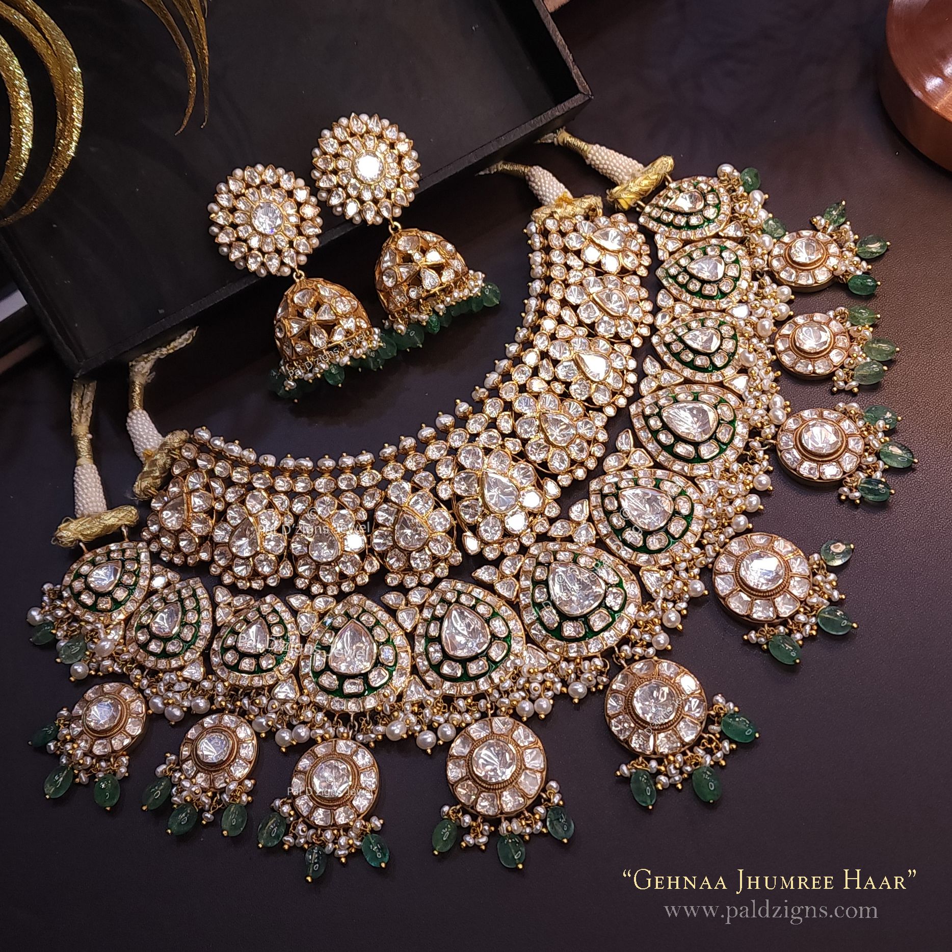 Gehnaa Jhumree Haar Moissanite Polki Necklace Set