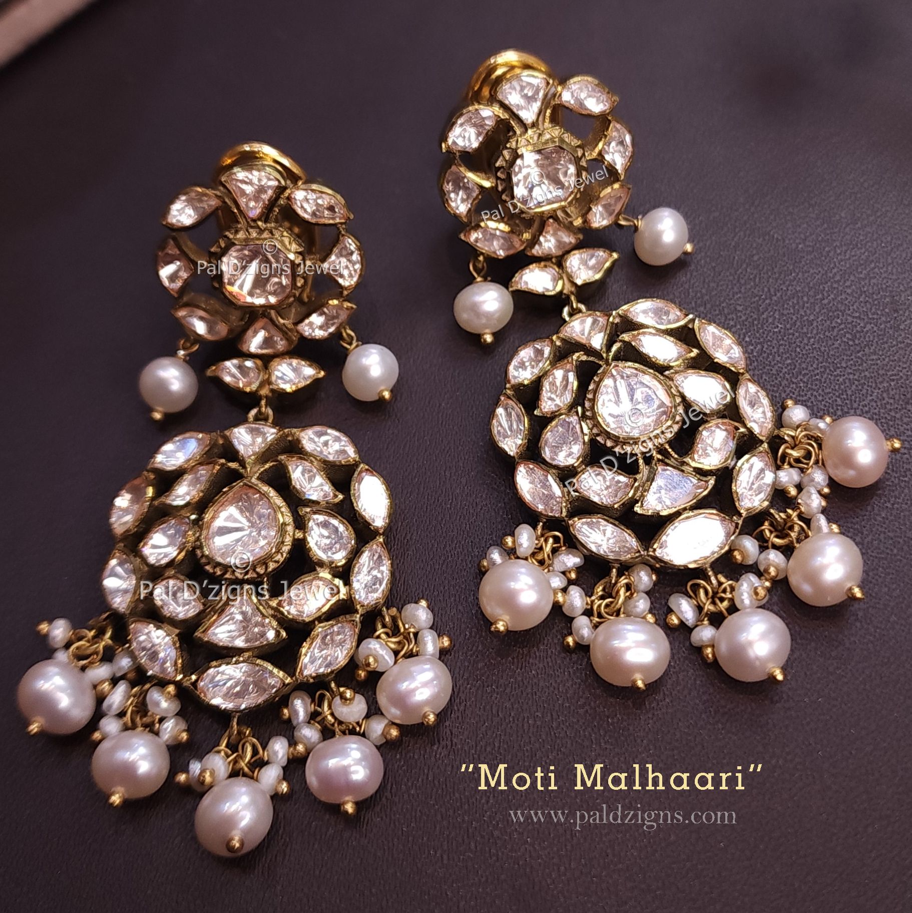 Moti Malhaari Moissanite Polki Earring
